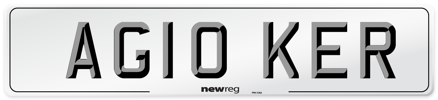 AG10 KER Number Plate from New Reg